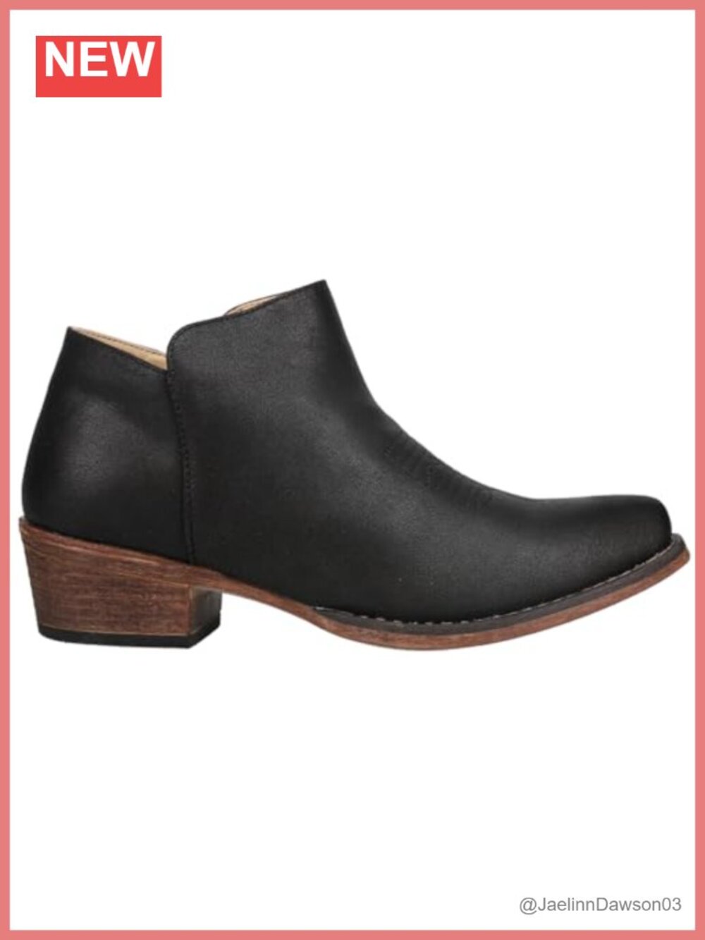 Faux Leather Ankle Boots Pull On Side Zip Low Heel Snip Toe